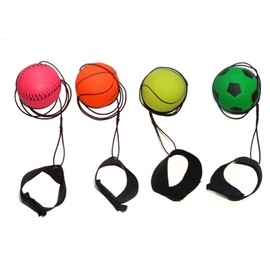 ZSooner Spring Ball with Cord, Pack of 2 Wrist Return Ball, Sports Bouncy Balls for the Wrist, Elastic Bracelet Ball with Cord for Children Adults
