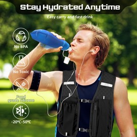 LED Running Vest with Water Bladder for Men Women, Lightweight Adjustable Hydration Backpack, Breathable Hydration Vest for Cycling, Marathon & Running