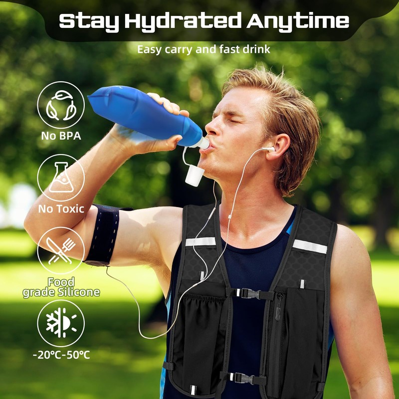 LED Running Vest with Water Bladder for Men Women, Lightweight