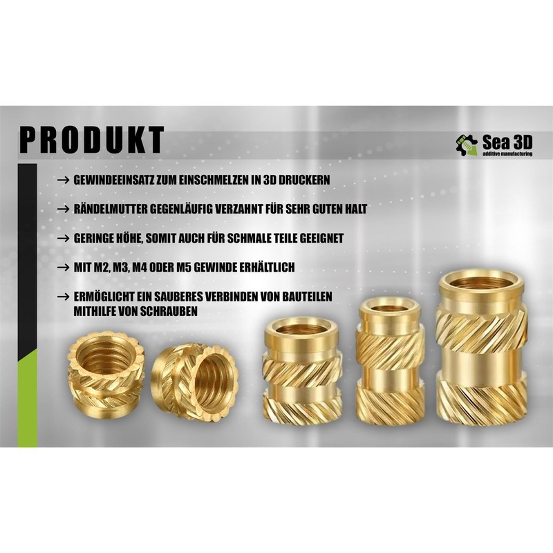 M3 x 5 x 6 mm, Pack of 100 Threaded