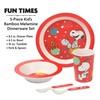 Peanuts Snoopy Fun Times 5-Piece Bamboo Melamine Dinnerware Set For