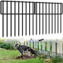 15 Panels Animal Barrier Fence, 15ft(L) X 13inch(H) No Dig Fences Rabbits Barriers, Rustproof Metal Bottom Border Dog Blockers, Ground Stakes Defense for Garden Outdoor Landscape Patio