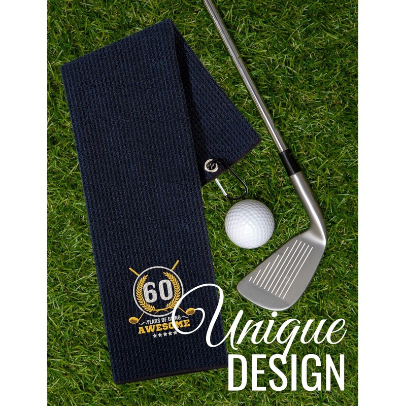 CybGene 60th Birthday Gifts for Men, Funny Golf Towels, 60