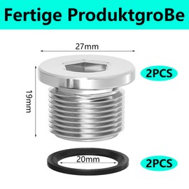 QZKJQDD Pack of 2 blanking plugs, 1/2 inch, sealing plugs, blanking plugs, sealing plugs, 1/2 inch, blind plug, water pipe, made of stainless steel, suitable for sealing pipes