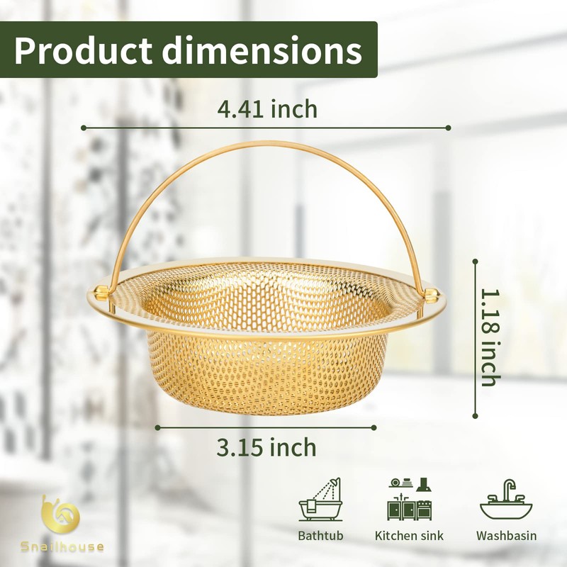 Snailhouse Sink Strainers, 2 Pack 4.5 Inches Stainless Steel Kitchen