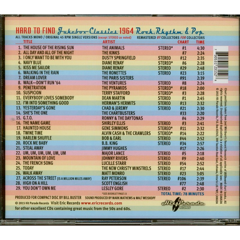 Hard To Find Jukebox Classics 1964: Rock Rhythm & Pop