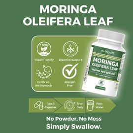 Nutripact Moringa Oleifera Capsules - 1800mg per Serving - Pure Moringa Powder Supplement (not Tablets) - 90 Vegan Caps - High Strength Moringa
