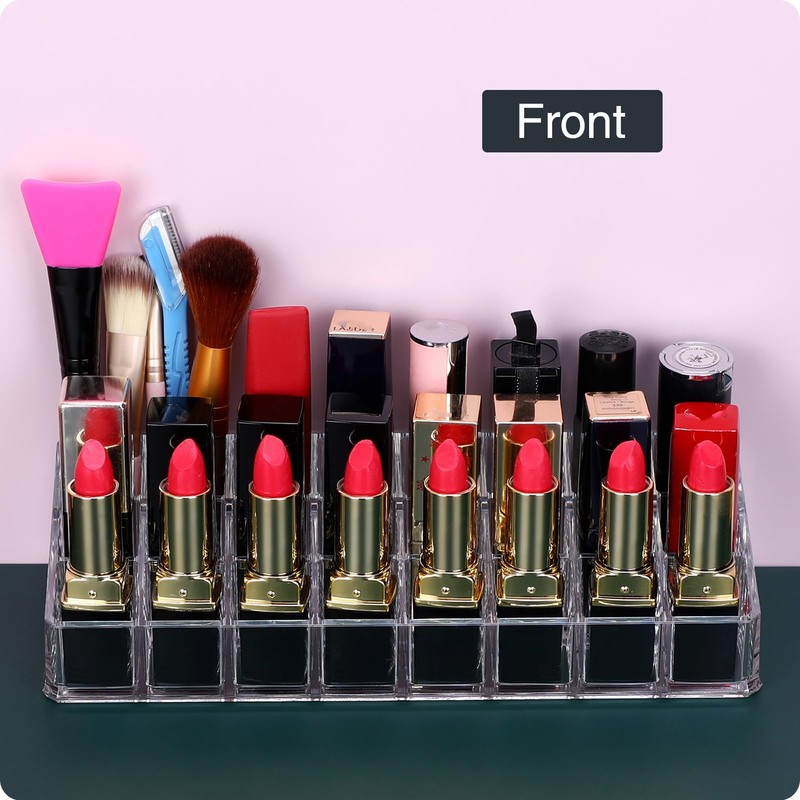 MOSIKER Lipstick Organizer for Vanity,Acrylic Clear Chapstick Lip Gloss Balm