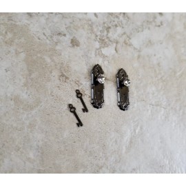 Handley Dollhouse Doorknobs Dark Pewter Crystal Knobs Metal 1:12 Scale Miniatures 05698