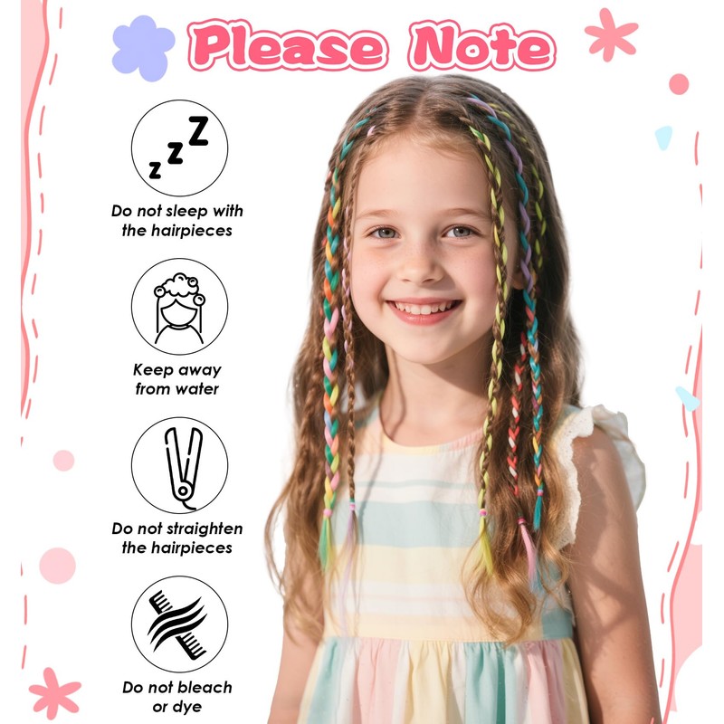 12 Pcs Clip in Hair Extensions, Colorful Hair Extensions for