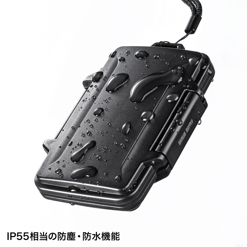 Sanwa Supply FC-MMC29BK Memory Card Case, Waterproof, Dustproof, IP55 Equivalent