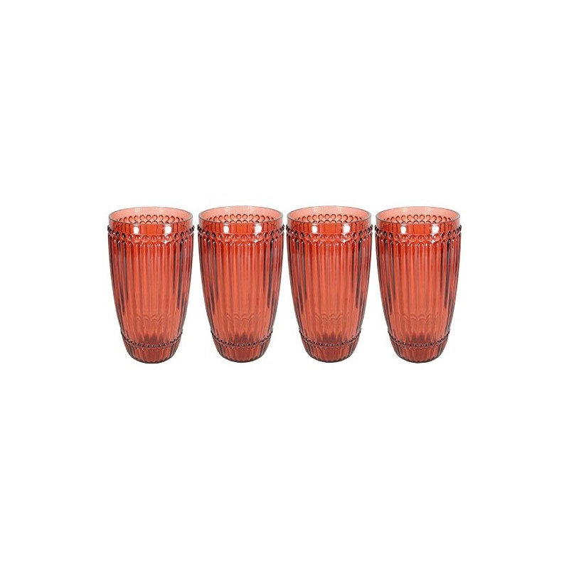 Le Cadeaux Milano 4 Piece Highball Set Berry Red Shatter