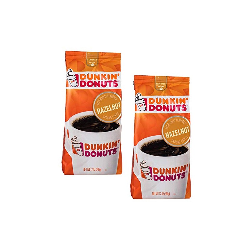Dunkin' Donuts Hazelnut Ground Coffee (2-Pack), American Imported Roasted Kaffee,