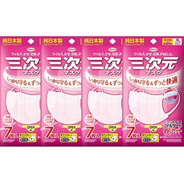 KOWA 3D Mask, Small, Pink, 7 Pieces x 4 Set