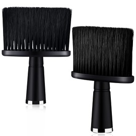 2 Cepillos de Peluquero Plumero para Polvo de Cuello Cepillo de Corte de Pelo Peinado Cepillo Facial de Limpieza Suave Negro Adapta para Peluquería y Uso Doméstico