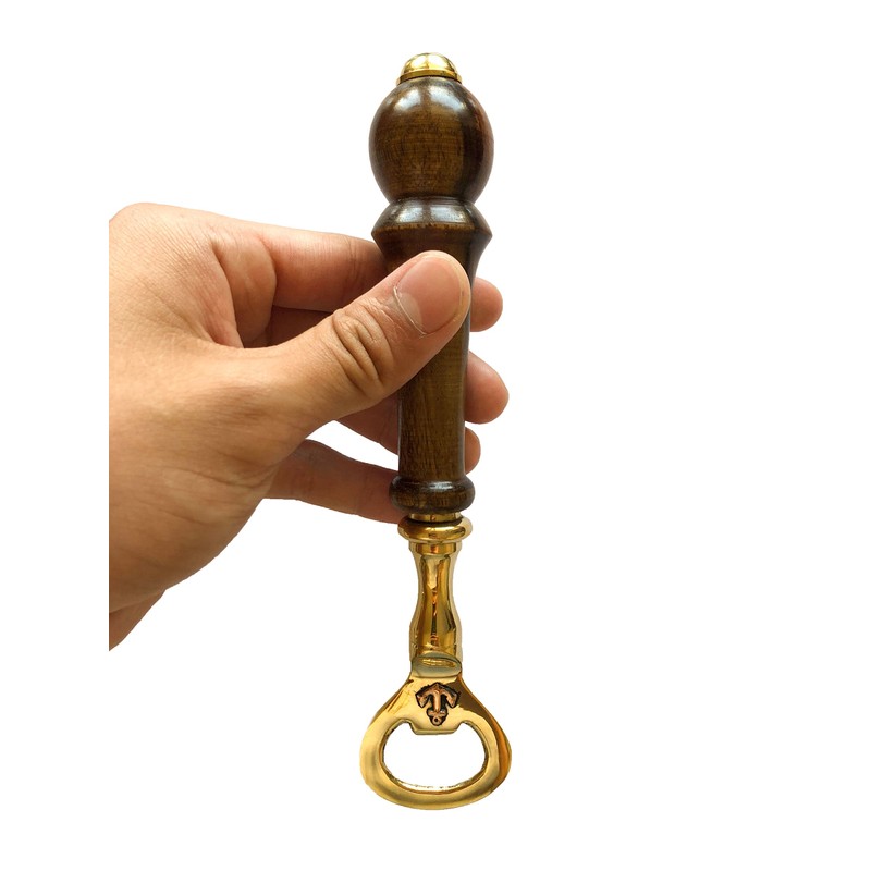 Sea-Club Bottle Opener Brass & Wood Height 18 cm Maritime