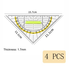 Neoreser Set of 4 Set Squares, Flexible Geo Circle Template, with Handle 16 cm, Suitable for Use in School Office
