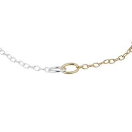 Vanbelle 925 Sterling Silver Jewelry - Dual Tone Silver & Gold Plated Anklet with E-Coating - Plain Link Anklet for Women - 9" Long Plus 1" Extender