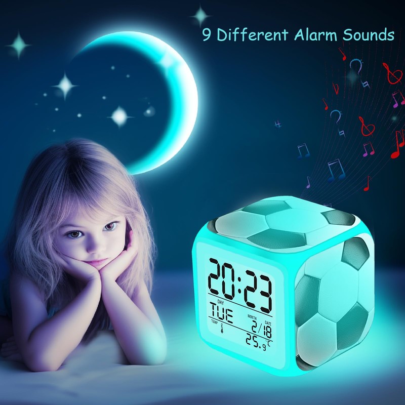ZonleeApex Soccer Ball Alarm Clock Gift Decor for Boys Girls