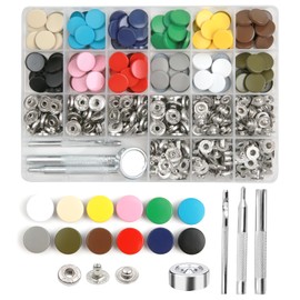 NXTOV 120 Sets Snap Buttons, 15mm Leather Snap Fasteners Kit with 5 Pieces Fixing Tools, 12 Colors Craft Snaps for Clothes, Windbreaker, Shirts, Jacket, Backpacks, Wallet,Bags