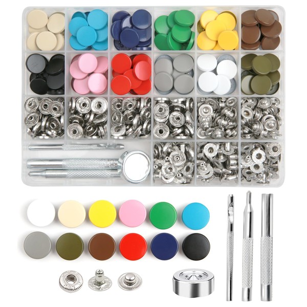 NXTOV 120 Sets Snap Buttons, 15mm Leather Snap Fasteners Kit