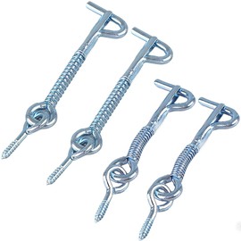 Zinc-Plated Hook and Eye Latch with Spring Lock – 2.5" and 3" Safety Cabin Hooks for Doors, Gates, and Cabinets (4 Pack)