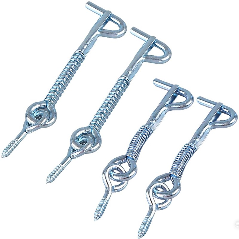 Zinc-Plated Hook and Eye Latch with Spring Lock – 2.5"