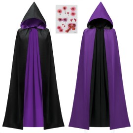 JOYIN - Disfraz unisex de vampiro para adultos, capa de vampiro de Halloween para fiesta temática de Transilvania Drácula, con capa reversible con capucha y cicatriz de tatuaje (59 pulgadas/150 cm)