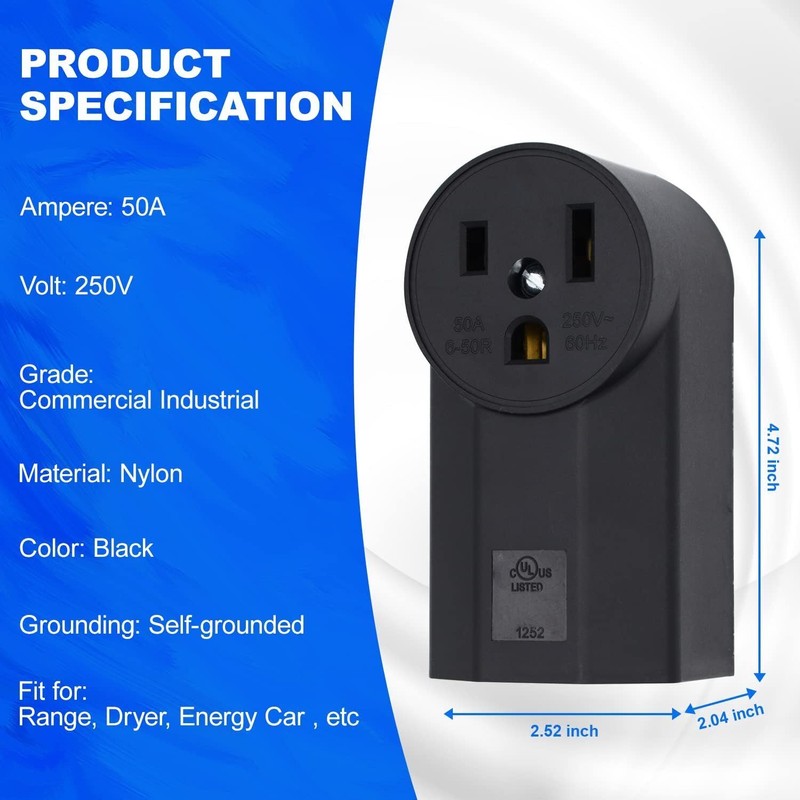Micmi NEMA 6-50R Receptacle 2-Pole 3-Wire Surface Mount Power Receptacle