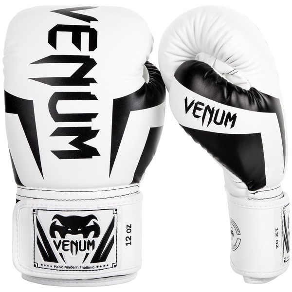 Venum unisex adult Elite boxing gloves, White/Black, 14oz US