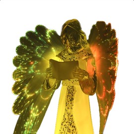 SHATCHI 21cm Novelty LED Fibre Optic Light Up Angel Figure Colour Changing Wings Christmas Xmas Home Table Decoration Gifts Present