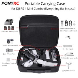 PONYRC RS 4 Mini Carrying Case, Waterproof Portable PU leather Storage Shoulder Bag Travel Case for DJI RS 4 Mini Creator Combo Gimbal Lightweight Stabilizer & Accessories