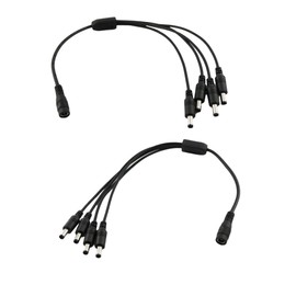 UpperFu 2pcs CCTV DC Power Splitter Cable 5.5mm x 2.5mm Female Jack to 4 Male Splitter Connector Cable 5.5mm x 2.5mm Adapter for LED Strip Surveillance Camera Security Camera