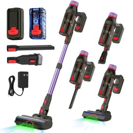 Cordless Vacuum Cleaner,550W/45KP/60Mins Stick Vacuum Cordless Rechargeable for Home/CarPet/Pet Hair/Floor-3 Suction Modes,Smart Screen&Headlight,Self-Standing,Removable Battery,Lighweight,Anti-Tangle