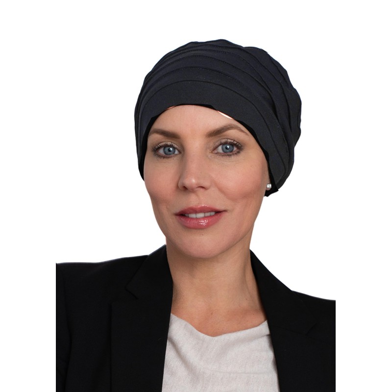 Deresina Harmony Volume Headwear Bamboo Chemo Hat for Women, black,