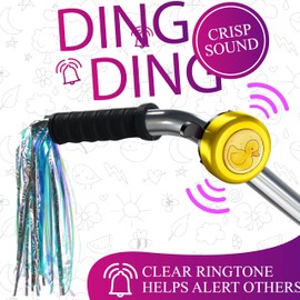 1 Pcs Kids Bike Bell and 2 Pcs Bike Streamer for Children's Bike,Loud Clear Sound Bicycle Bell Cute Cartoon Bike Bell for Road Bike,Electric Bike,Cruiser Bike,Children's Bike Accessories