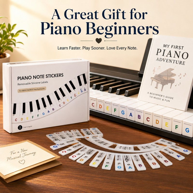 Silicone Piano Keyboard Note Labels for Beginners – Reusable Removable