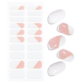 JMEOWIO Nagelfolie UV Härtend Weißgoldener Glitzer French Tip UV Gel Nail Strips Nagelsticker Nagelaufkleber Nail Art Dekoration Nageldesign Zubehör