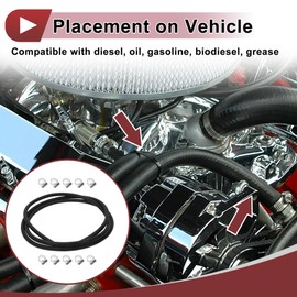 HEROFFIX 1 Set 1/4" Fuel Line Kit 8ft Vacuum Hose Automotive Fuel Hose with 10 Clamps Black NBR Rubber