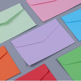 Voarge Pack of 100 Mini Envelopes Colorful Envelopes Blank Envelopes Cute Materials for Weddings and Birthdays (10 Colors) 11.5 x 8 cm