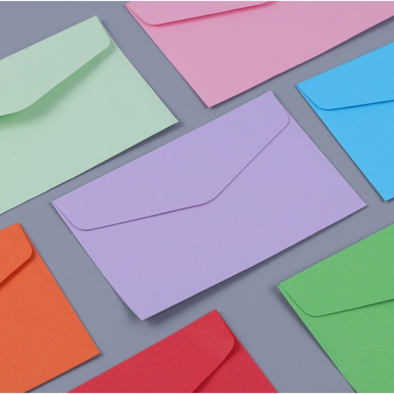 Voarge Pack of 100 Mini Envelopes Colorful Envelopes Blank Envelopes