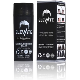 ELEVATE Hair Fibers for Thinning Hair (BLACK) 100% Natural & Undetectable Keratin Hair Fibers to Instantly Thicken Thinning & Balding Hair in 30 sec for Men & Women - Natural Hair Loss Concealer 28g
