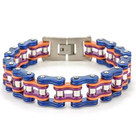 LAFATINA Mens Heavy Bicycle Link Chain Bracelets for Fathers Day Stainless Steel Masculine Bike Chain Bracelet Wristband