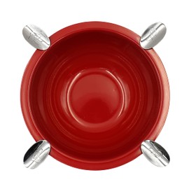 Stinky Cigar Ashtray, 4 Stainless Steel Stirrups, 8-Inch Diameter, 3-Inch Deep, Windproof, Deep Bowl Design, Based On 'The Original Stinky Ashtray, Matte Red