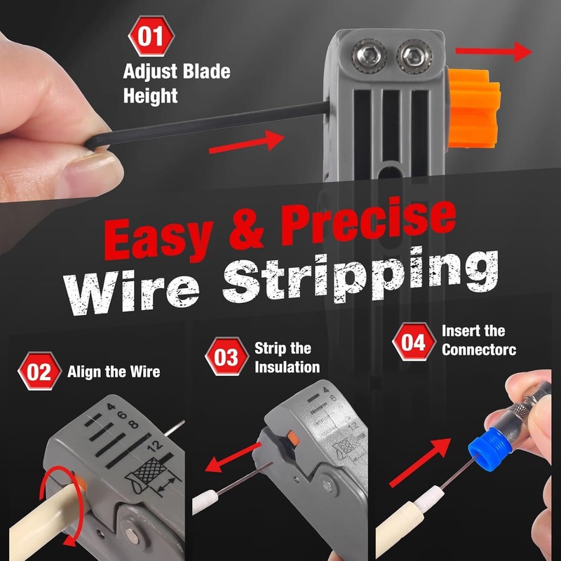 Coaxial Cable Crimper for RG59, RG6, 3-in-1 Coax Cable Repair