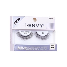 I-ENVY Mink Impact Lite - 100% 3D Mink-Like Vegan Lashes, Lightweight & Comfortable, Natural Fluffy, Invisible Band, All-Day Wear Undetectable False Eyelashes