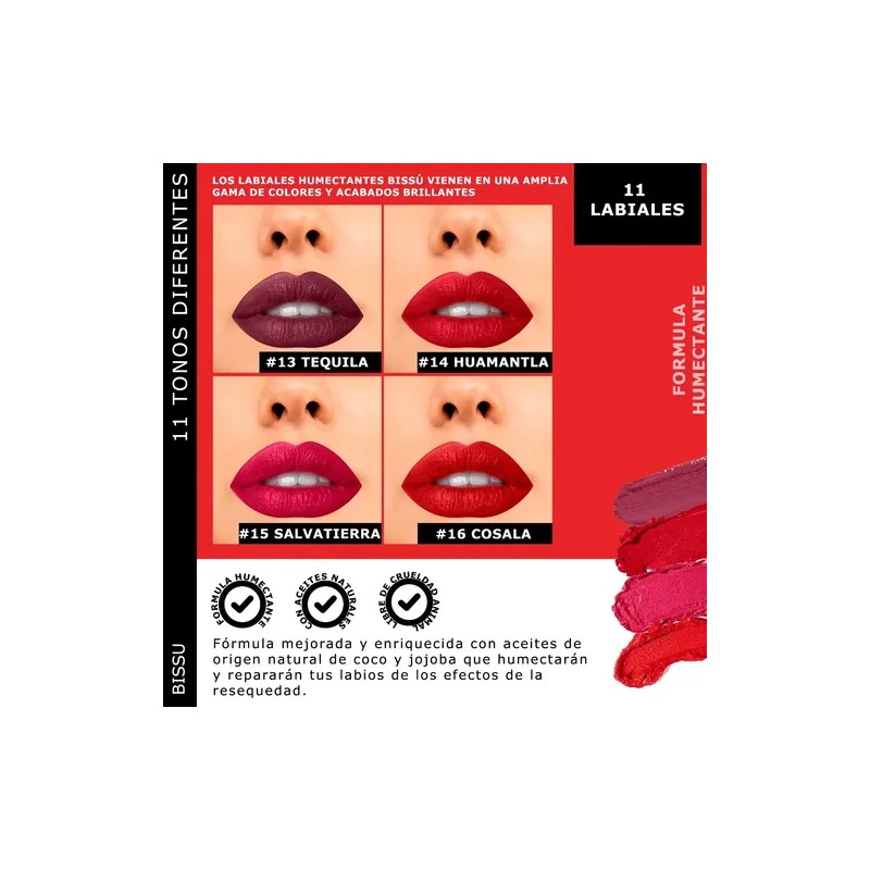 Kit Set 11 Labiales Bissu Humectante Tonos Rojos