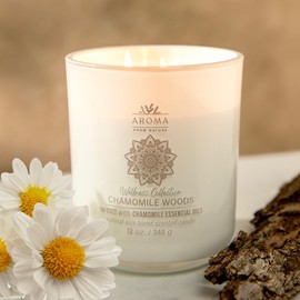 House of Velas, Aroma from Nature Wellness Collection Candle, 12 oz, 2 Cotton Wicks, Chamomile Woods, Large Painted Jar