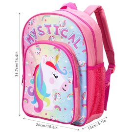 William Lamb Unicorn Pink Kids Childrens Premium Backpack School Rucksack Travel Bag Boys Girls with side mesh pocket and front zipped pocket