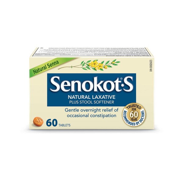 Senokot Natural Senna Laxative Plus Stool Softener, 60 Count